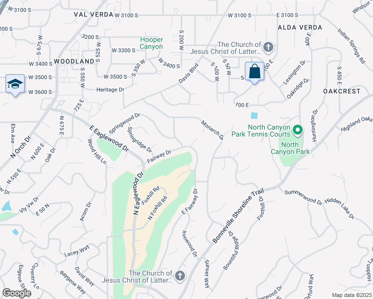 map of restaurants, bars, coffee shops, grocery stores, and more near 1104 E Fairway Dr in North Salt Lake