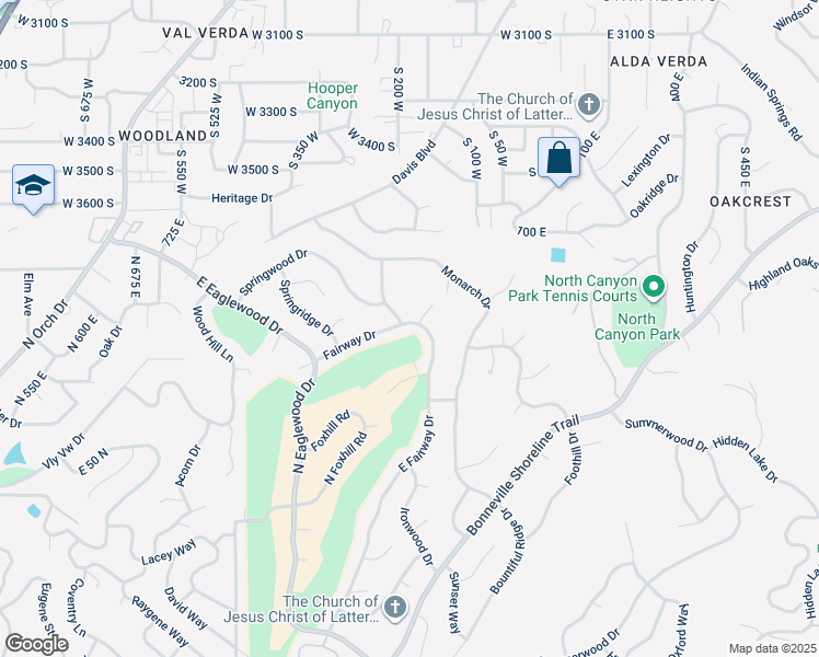 map of restaurants, bars, coffee shops, grocery stores, and more near 1104 Fairway Drive in North Salt Lake