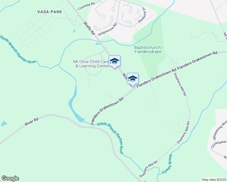 map of restaurants, bars, coffee shops, grocery stores, and more near 160 Wolfe Road in Mount Olive Township
