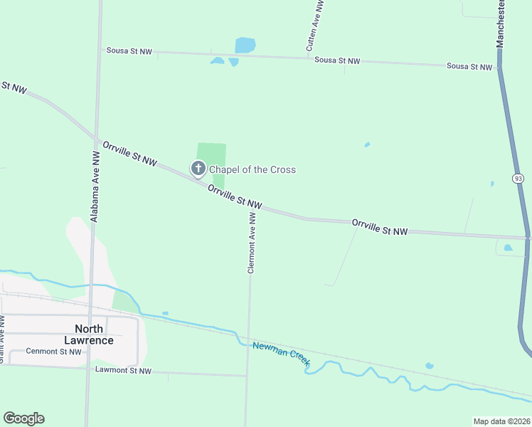 map of restaurants, bars, coffee shops, grocery stores, and more near 14210 Orrville Street Northwest in North Lawrence