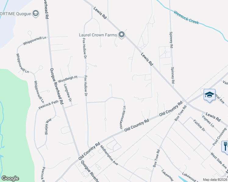 map of restaurants, bars, coffee shops, grocery stores, and more near 3 Cherry Blossom Lane in East Quogue