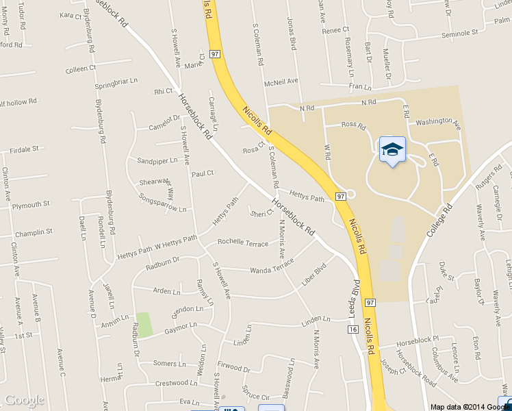 map of restaurants, bars, coffee shops, grocery stores, and more near 11 Sheri Court in Farmingville