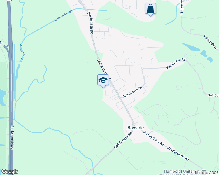 map of restaurants, bars, coffee shops, grocery stores, and more near 1617 Old Arcata Road in Bayside