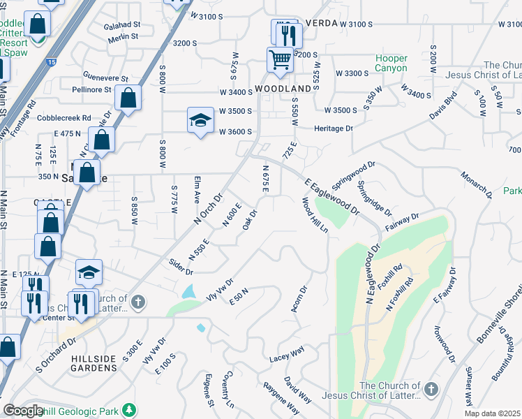 map of restaurants, bars, coffee shops, grocery stores, and more near in North Salt Lake