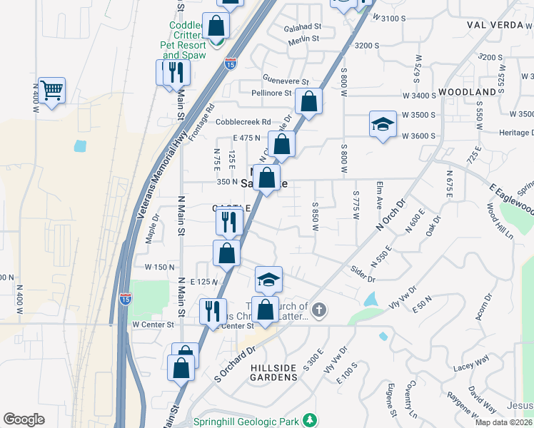 map of restaurants, bars, coffee shops, grocery stores, and more near 3988 South 900 West in Bountiful