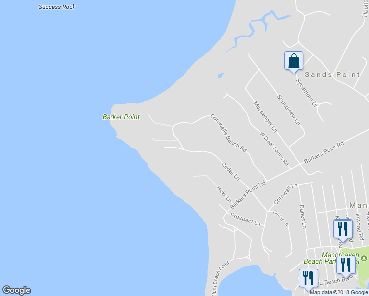 map of restaurants, bars, coffee shops, grocery stores, and more near 32 Cedar Lane in Port Washington