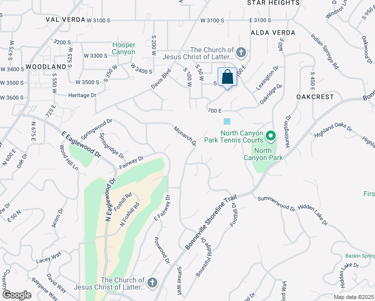 map of restaurants, bars, coffee shops, grocery stores, and more near 3816 Monarch Drive in Bountiful