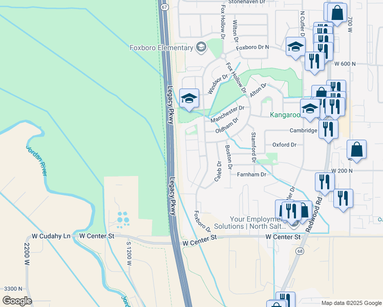 map of restaurants, bars, coffee shops, grocery stores, and more near 1127 Kensington Drive in North Salt Lake