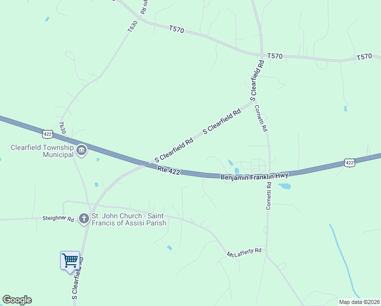 map of restaurants, bars, coffee shops, grocery stores, and more near 706 Clearfield Road in Fenelton