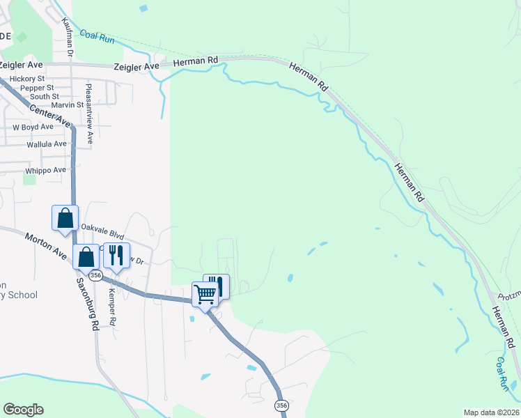 map of restaurants, bars, coffee shops, grocery stores, and more near 115 Dreher Farm Lane in Butler