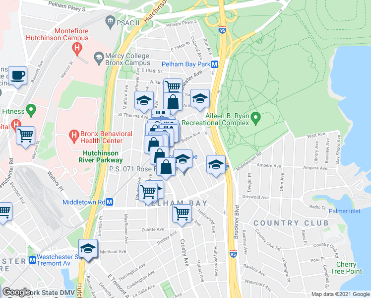 map of restaurants, bars, coffee shops, grocery stores, and more near 1803 Mahan Avenue in Bronx