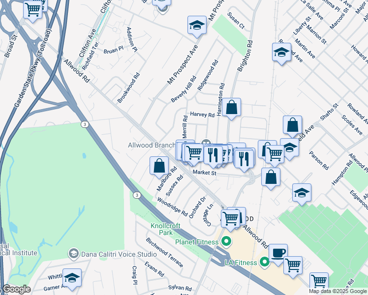 map of restaurants, bars, coffee shops, grocery stores, and more near 10 Kenter Place in Clifton