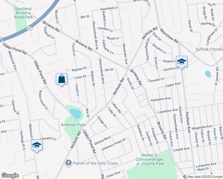 map of restaurants, bars, coffee shops, grocery stores, and more near 10 2nd Street in Nesconset