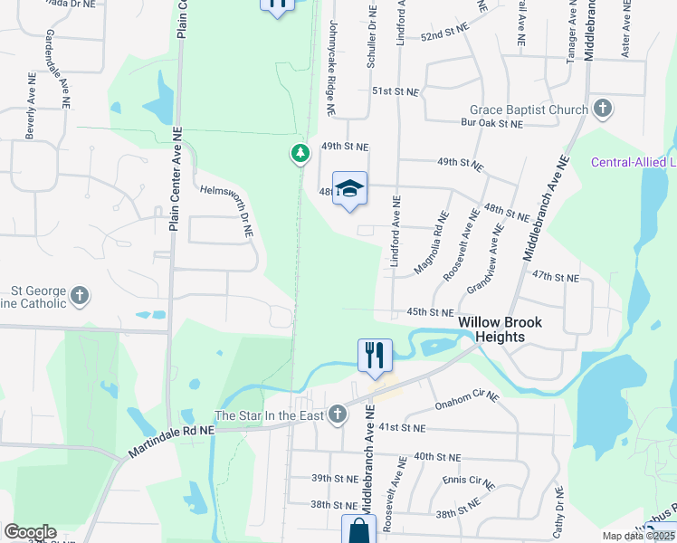 map of restaurants, bars, coffee shops, grocery stores, and more near 2000 47th Street Northeast in Canton