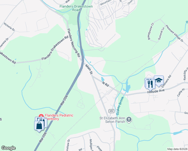 map of restaurants, bars, coffee shops, grocery stores, and more near 2 North Road in Chester