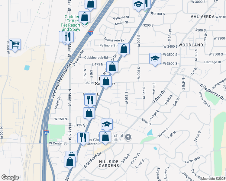 map of restaurants, bars, coffee shops, grocery stores, and more near 252 East Kirsten Lane in North Salt Lake