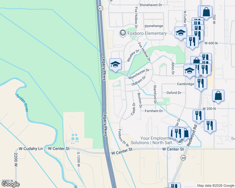 map of restaurants, bars, coffee shops, grocery stores, and more near 1118 Kensington Drive in North Salt Lake