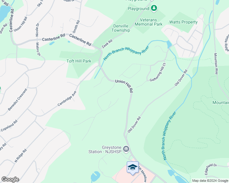 map of restaurants, bars, coffee shops, grocery stores, and more near 3 Puddingstone Road in Morris Plains