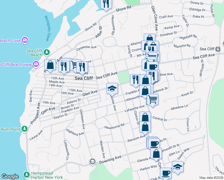map of restaurants, bars, coffee shops, grocery stores, and more near in Sea Cliff