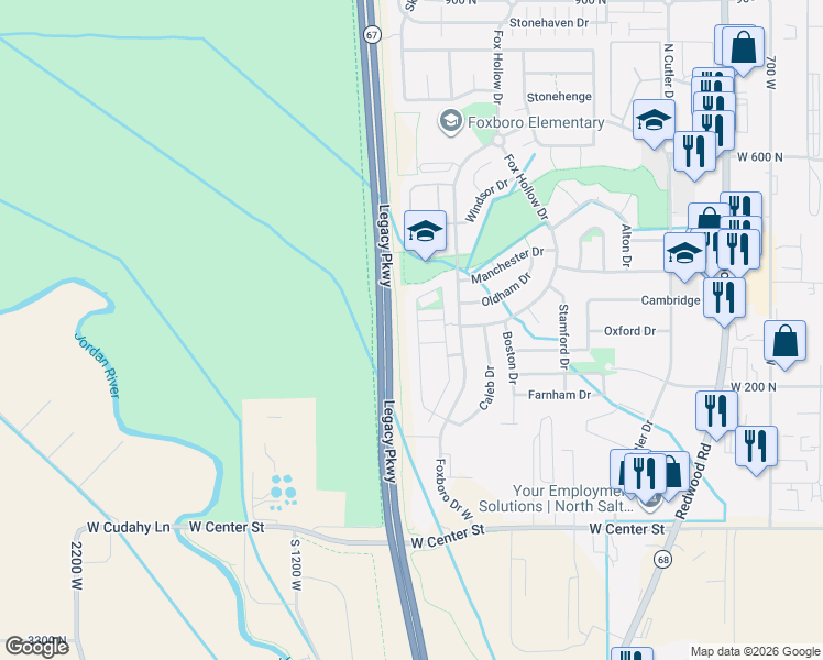 map of restaurants, bars, coffee shops, grocery stores, and more near 763 Buckingham Drive in North Salt Lake