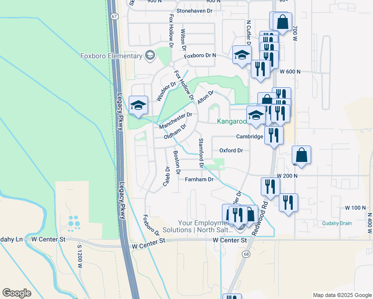 map of restaurants, bars, coffee shops, grocery stores, and more near 335 Alford Court in North Salt Lake