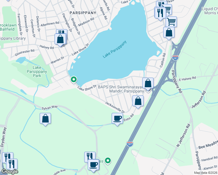 map of restaurants, bars, coffee shops, grocery stores, and more near 11 Garfield Road in Parsippany-Troy Hills