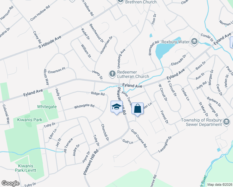 map of restaurants, bars, coffee shops, grocery stores, and more near 7 Pleasant Hill Road in Roxbury Township