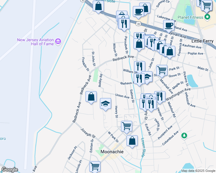 map of restaurants, bars, coffee shops, grocery stores, and more near 16 Elizabeth Court in Little Ferry