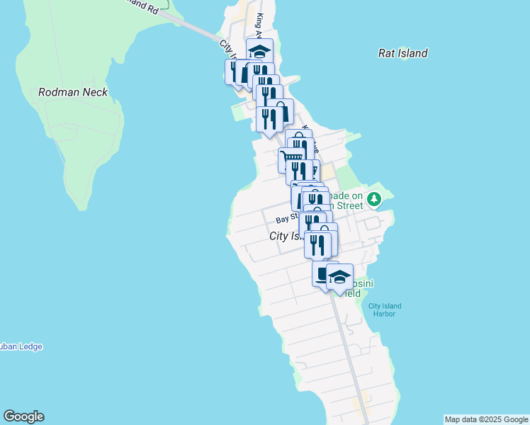 map of restaurants, bars, coffee shops, grocery stores, and more near 60 Tier Street in Bronx