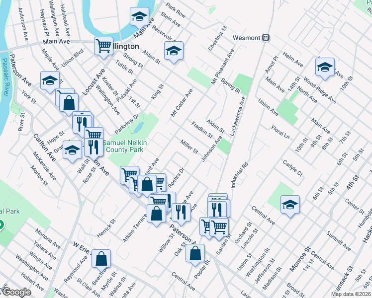 map of restaurants, bars, coffee shops, grocery stores, and more near 50 Roehrs Drive in Wallington