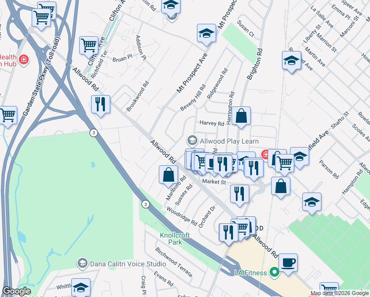 map of restaurants, bars, coffee shops, grocery stores, and more near 114 Chelsea Road in Clifton