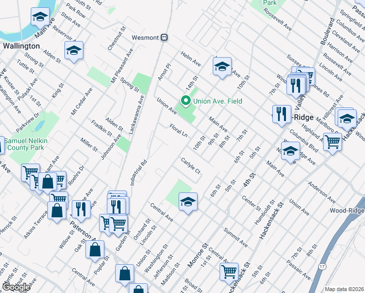 map of restaurants, bars, coffee shops, grocery stores, and more near 752 Garden St in Carlstadt