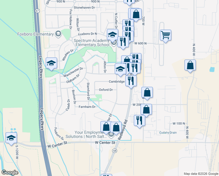 map of restaurants, bars, coffee shops, grocery stores, and more near 852 Oxford Drive in North Salt Lake