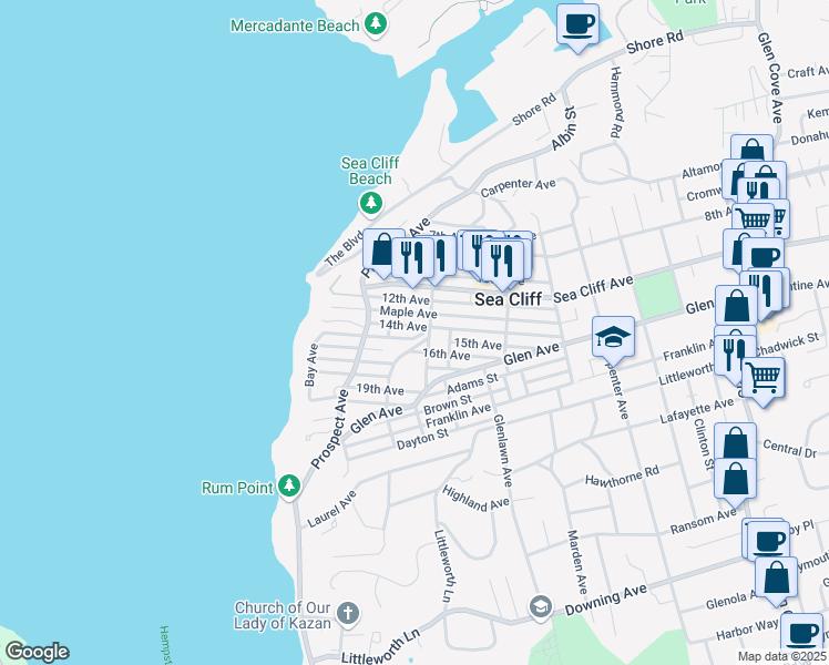 map of restaurants, bars, coffee shops, grocery stores, and more near 100 15th Avenue in Sea Cliff