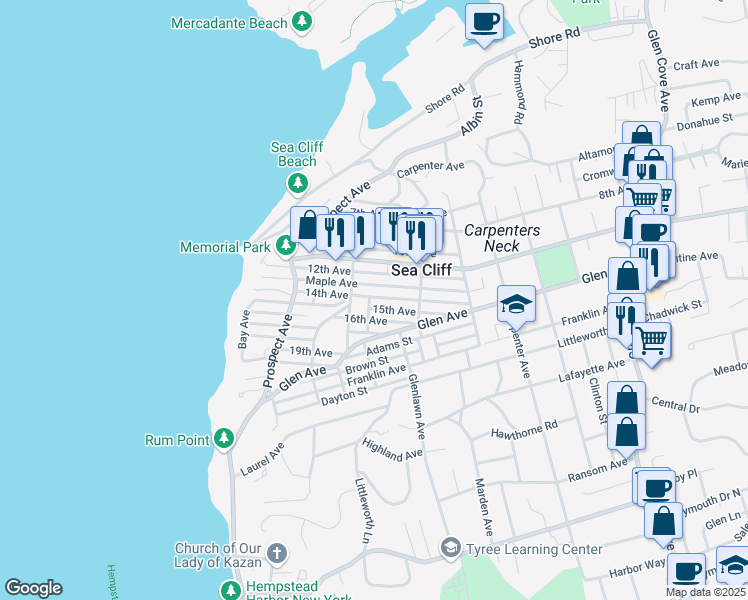 map of restaurants, bars, coffee shops, grocery stores, and more near 111 14th Avenue in Sea Cliff
