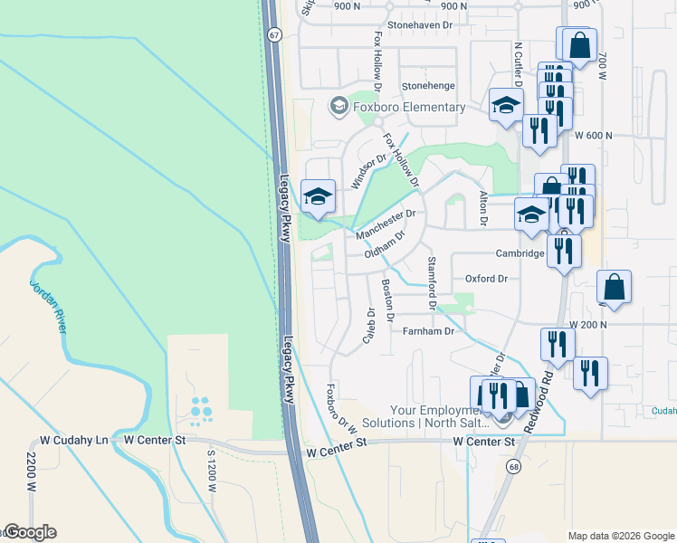 map of restaurants, bars, coffee shops, grocery stores, and more near 502 Walton Drive in North Salt Lake