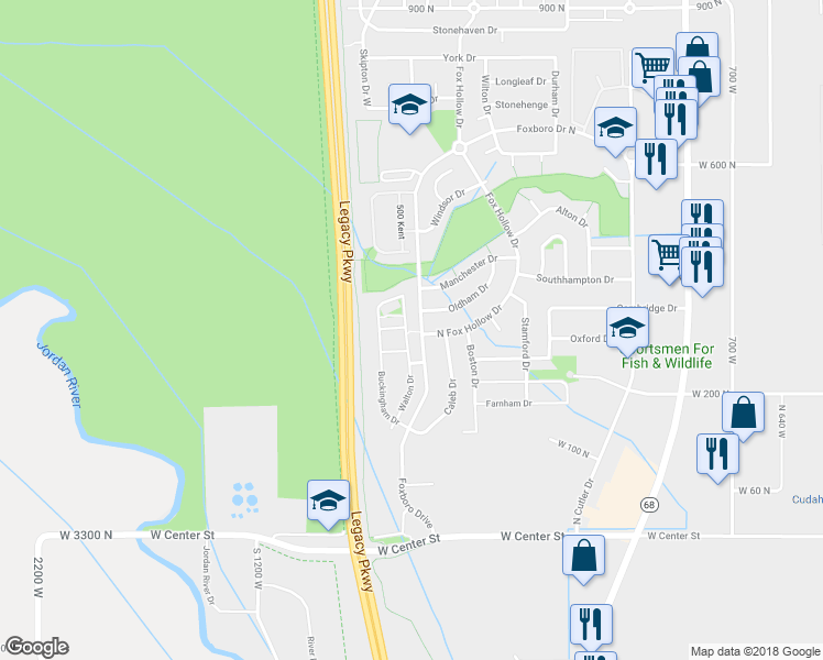 map of restaurants, bars, coffee shops, grocery stores, and more near 502 Walton Drive in North Salt Lake