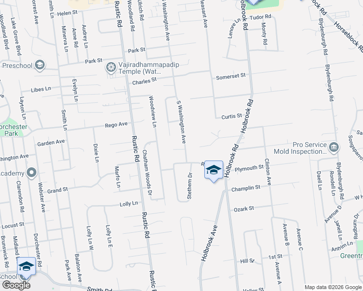 map of restaurants, bars, coffee shops, grocery stores, and more near 1 Ivy Court in Centereach