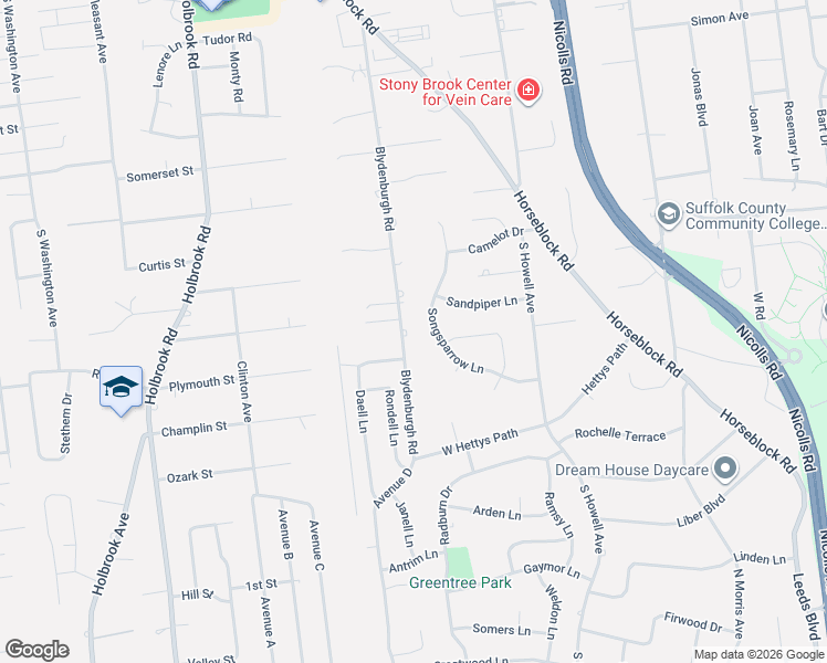 map of restaurants, bars, coffee shops, grocery stores, and more near 99 Blydenburgh Road in Centereach