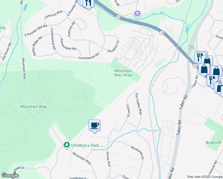 map of restaurants, bars, coffee shops, grocery stores, and more near 1000-3000 Gates Court in Morris Plains
