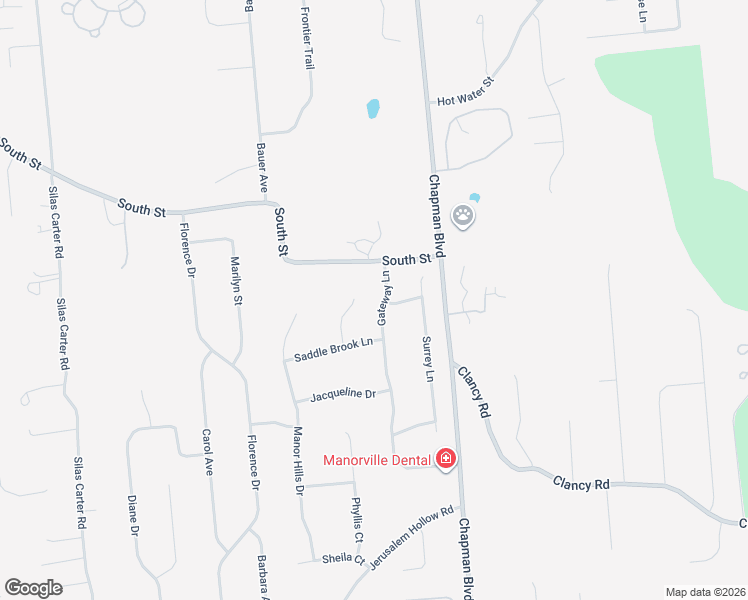 map of restaurants, bars, coffee shops, grocery stores, and more near 6 Gateway Lane in Manorville