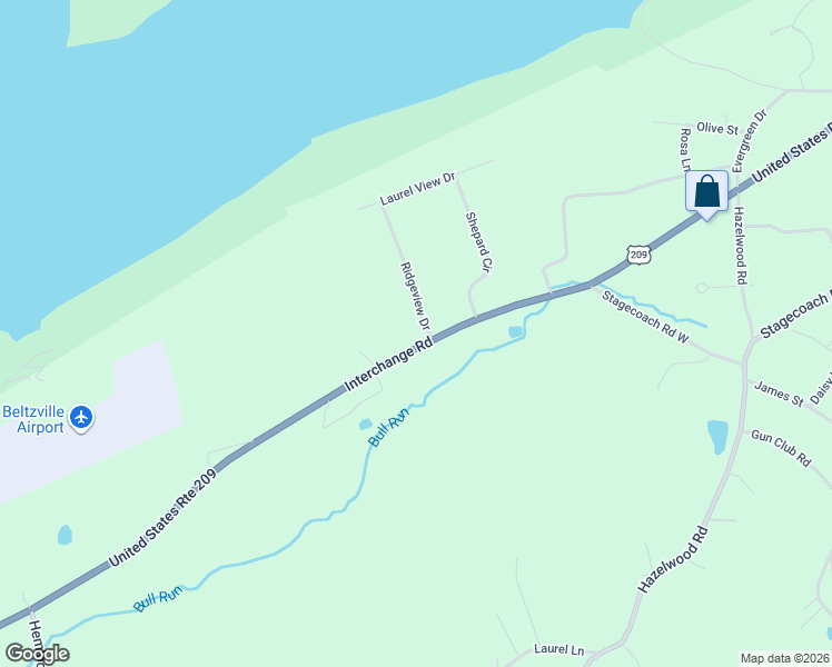 map of restaurants, bars, coffee shops, grocery stores, and more near 35 Ridgeview Drive in Lehighton