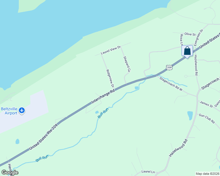 map of restaurants, bars, coffee shops, grocery stores, and more near 35 Ridgeview Drive in Lehighton