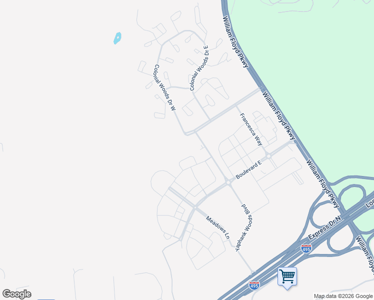 map of restaurants, bars, coffee shops, grocery stores, and more near 169 Towering Moon Lane in Yaphank