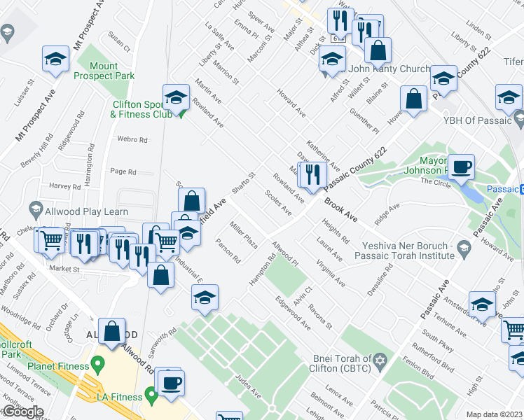 map of restaurants, bars, coffee shops, grocery stores, and more near 2 Lydia Place in Clifton