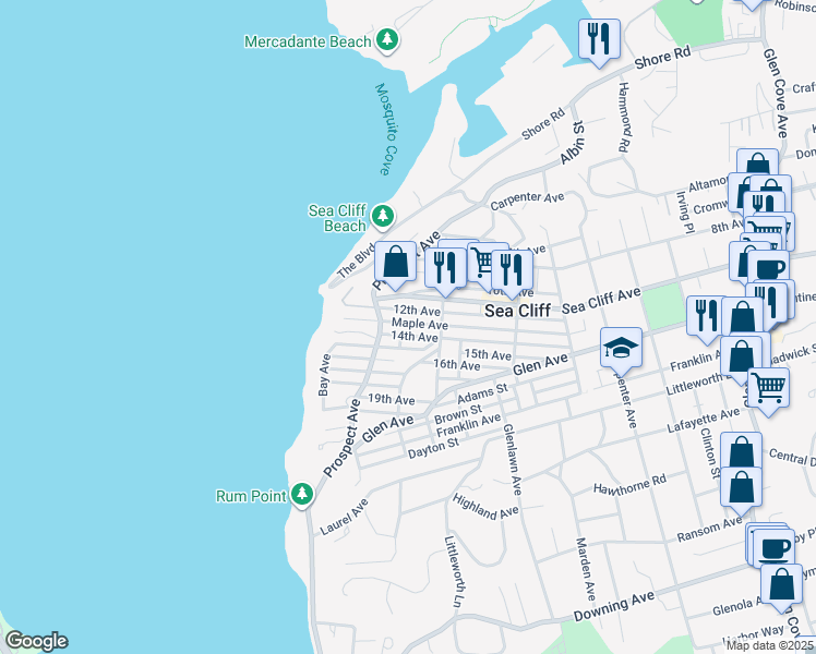 map of restaurants, bars, coffee shops, grocery stores, and more near 100 15th Avenue in Sea Cliff