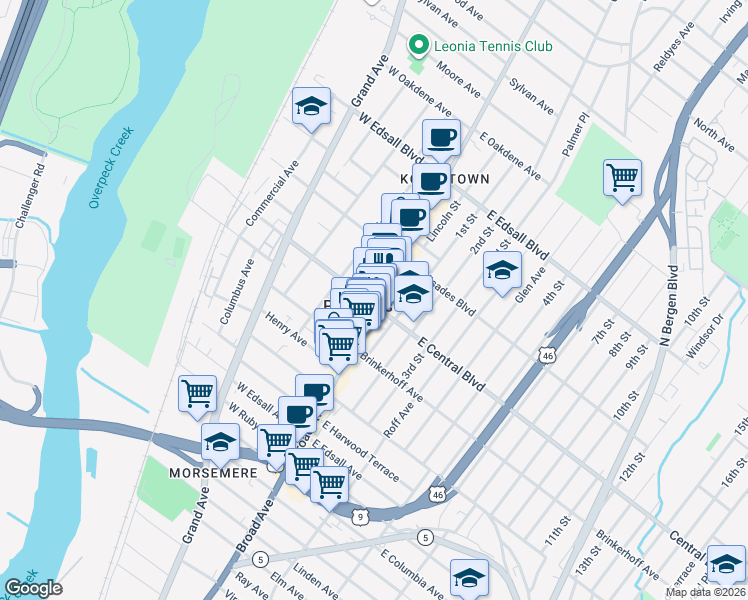 map of restaurants, bars, coffee shops, grocery stores, and more near in Palisades Park