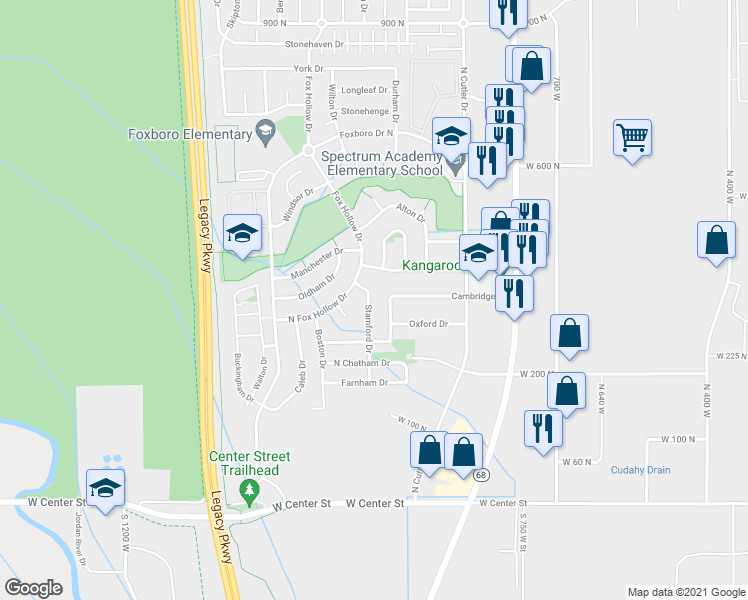 map of restaurants, bars, coffee shops, grocery stores, and more near 358 Stamford Drive in North Salt Lake