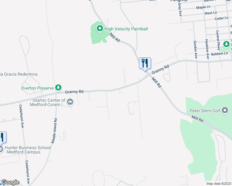 map of restaurants, bars, coffee shops, grocery stores, and more near 446 Granny Road in Medford