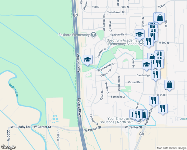 map of restaurants, bars, coffee shops, grocery stores, and more near 502 Walton Drive in North Salt Lake